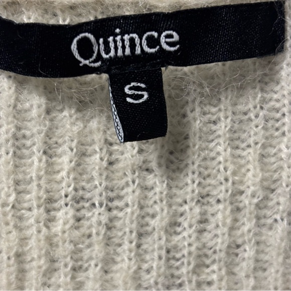 Quince Baby Alpaca-Wool Blend Cropped Ivory Cardigan - Picture 3 of 16